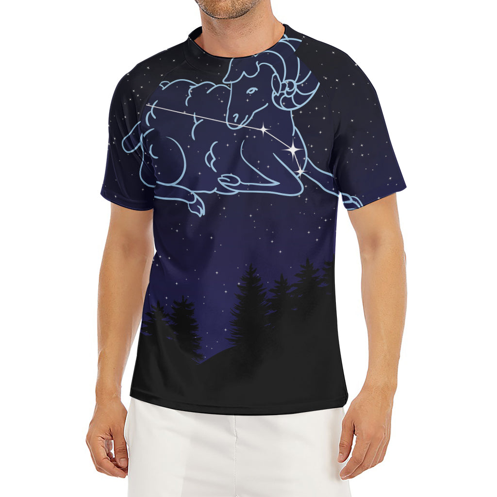 Aries Constellation Print Men's Short Sleeve Rash Guard