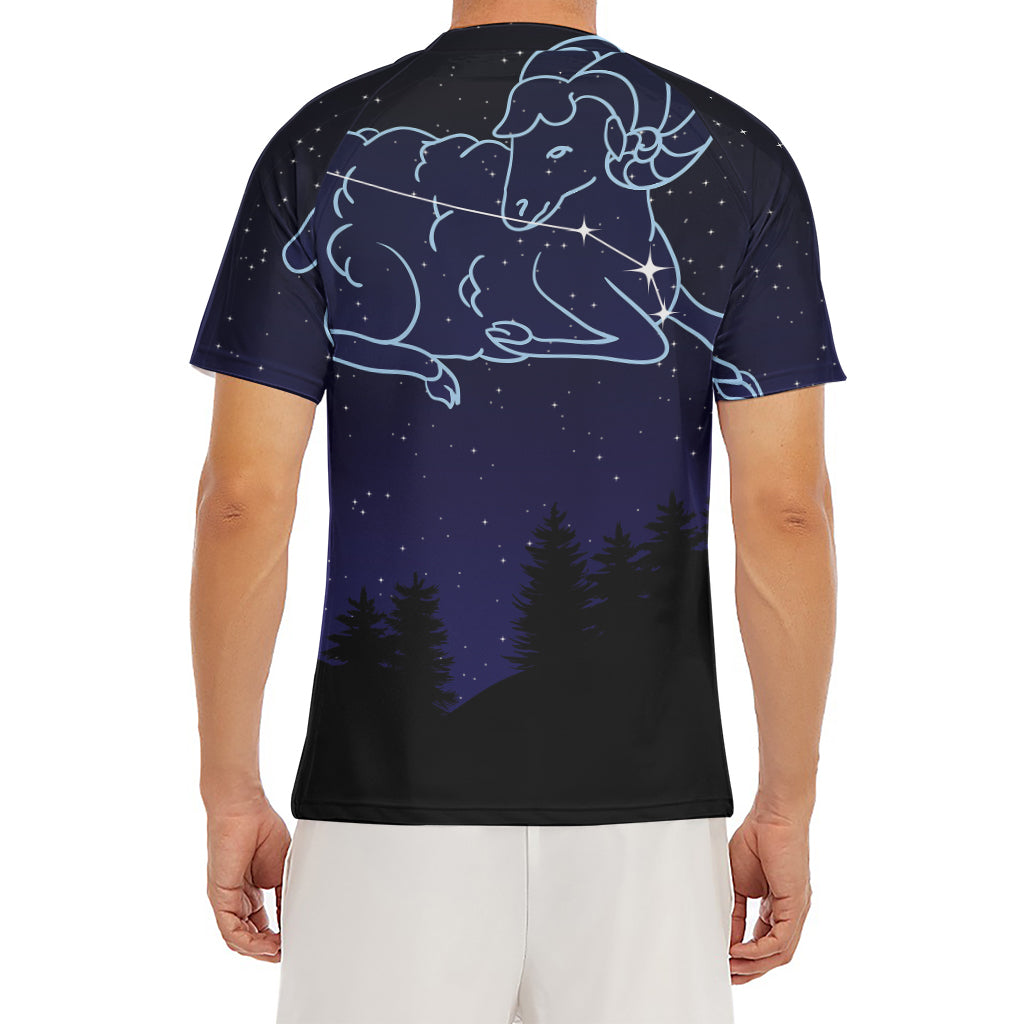 Aries Constellation Print Men's Short Sleeve Rash Guard