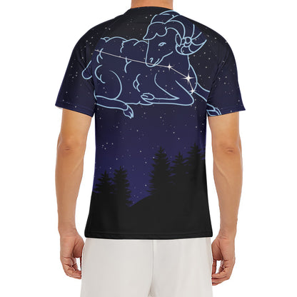Aries Constellation Print Men's Short Sleeve Rash Guard