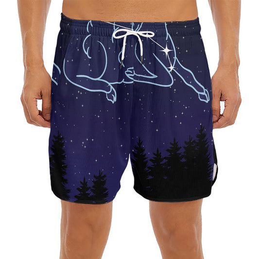 Aries Constellation Print Men's Split Running Shorts