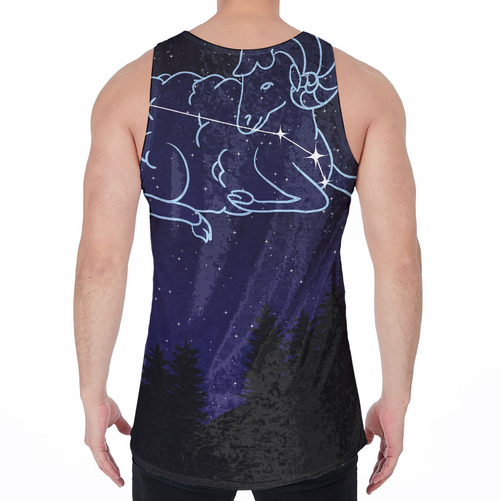 Aries Constellation Print Men's Velvet Tank Top
