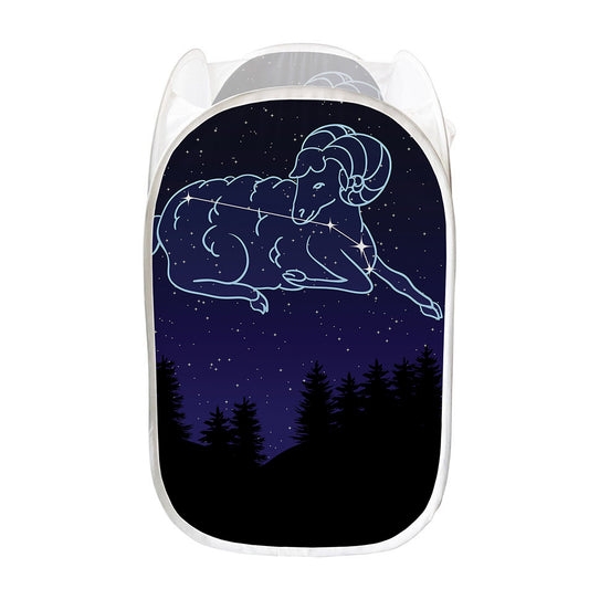 Aries Constellation Print Mesh Laundry Hamper