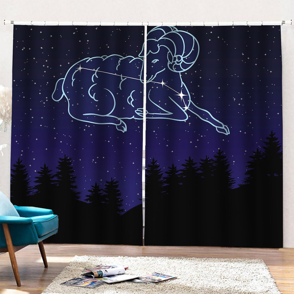 Aries Constellation Print Pencil Pleat Curtains