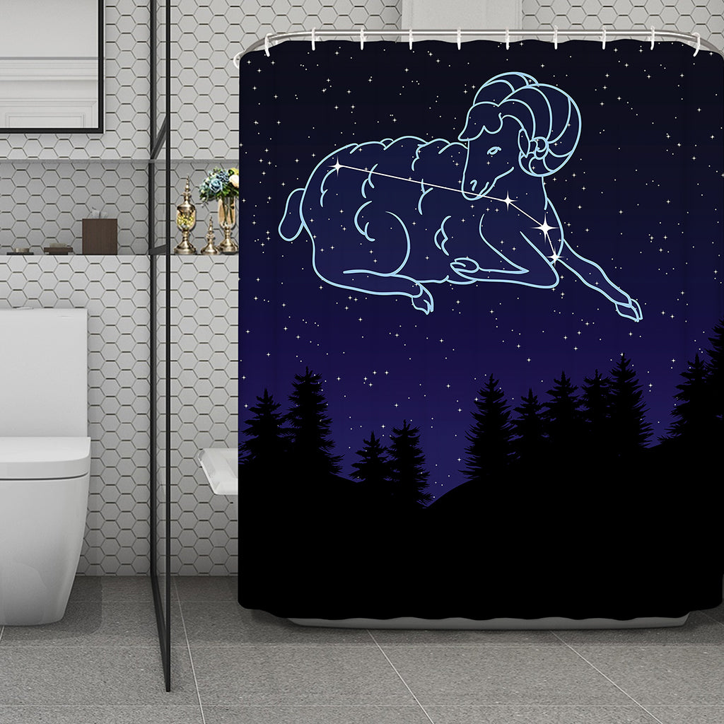 Aries Constellation Print Polyester Shower Curtain
