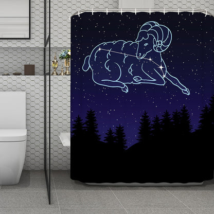 Aries Constellation Print Polyester Shower Curtain