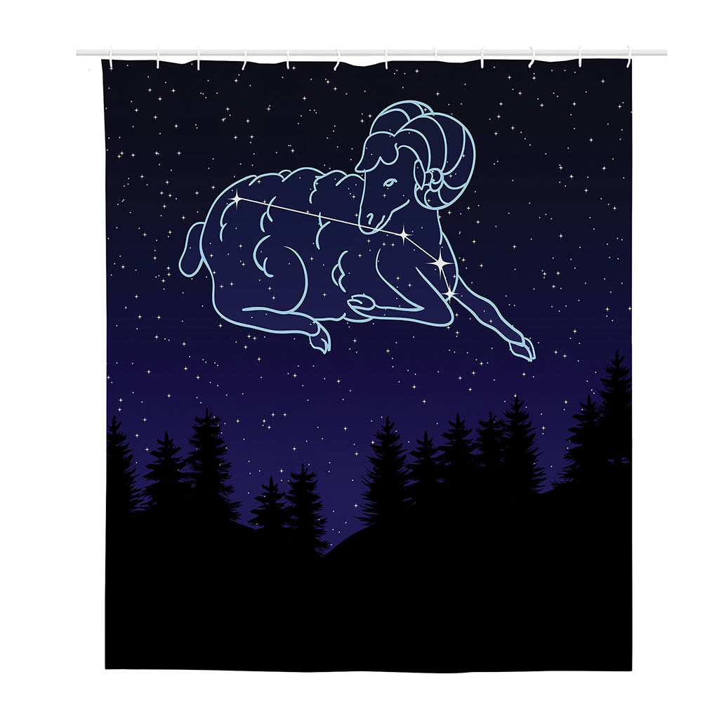 Aries Constellation Print Polyester Shower Curtain