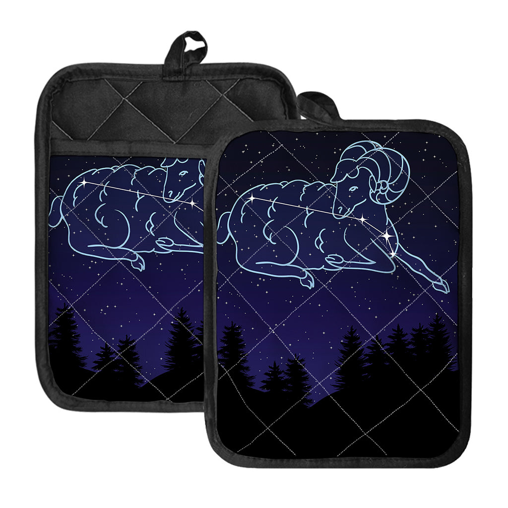 Aries Constellation Print Pot Holders With Pocket