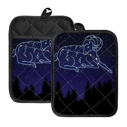Aries Constellation Print Pot Holders With Pocket