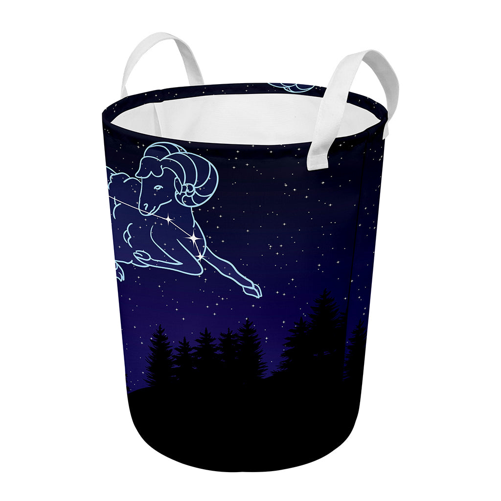Aries Constellation Print Round Laundry Basket