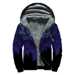 Aries Constellation Print Sherpa Lined Zip Up Hoodie