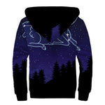 Aries Constellation Print Sherpa Lined Zip Up Hoodie