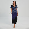 Aries Constellation Print Short Sleeve Maxi Dress