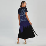 Aries Constellation Print Short Sleeve Maxi Dress