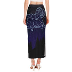 Aries Constellation Print Side Slit Maxi Skirt