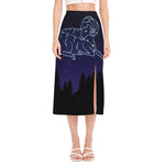 Aries Constellation Print Side Slit Midi Skirt