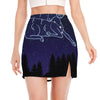 Aries Constellation Print Side Slit Mini Skirt