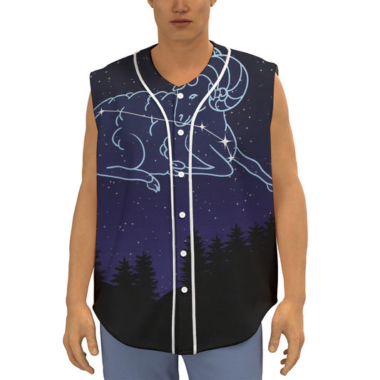 Aries Constellation Print Sleeveless Baseball Jersey