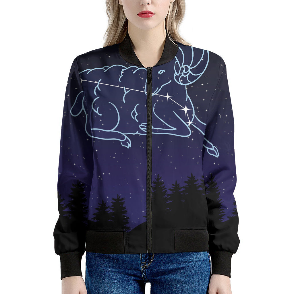 Aries Constellation Print Women's Bomber Jacket