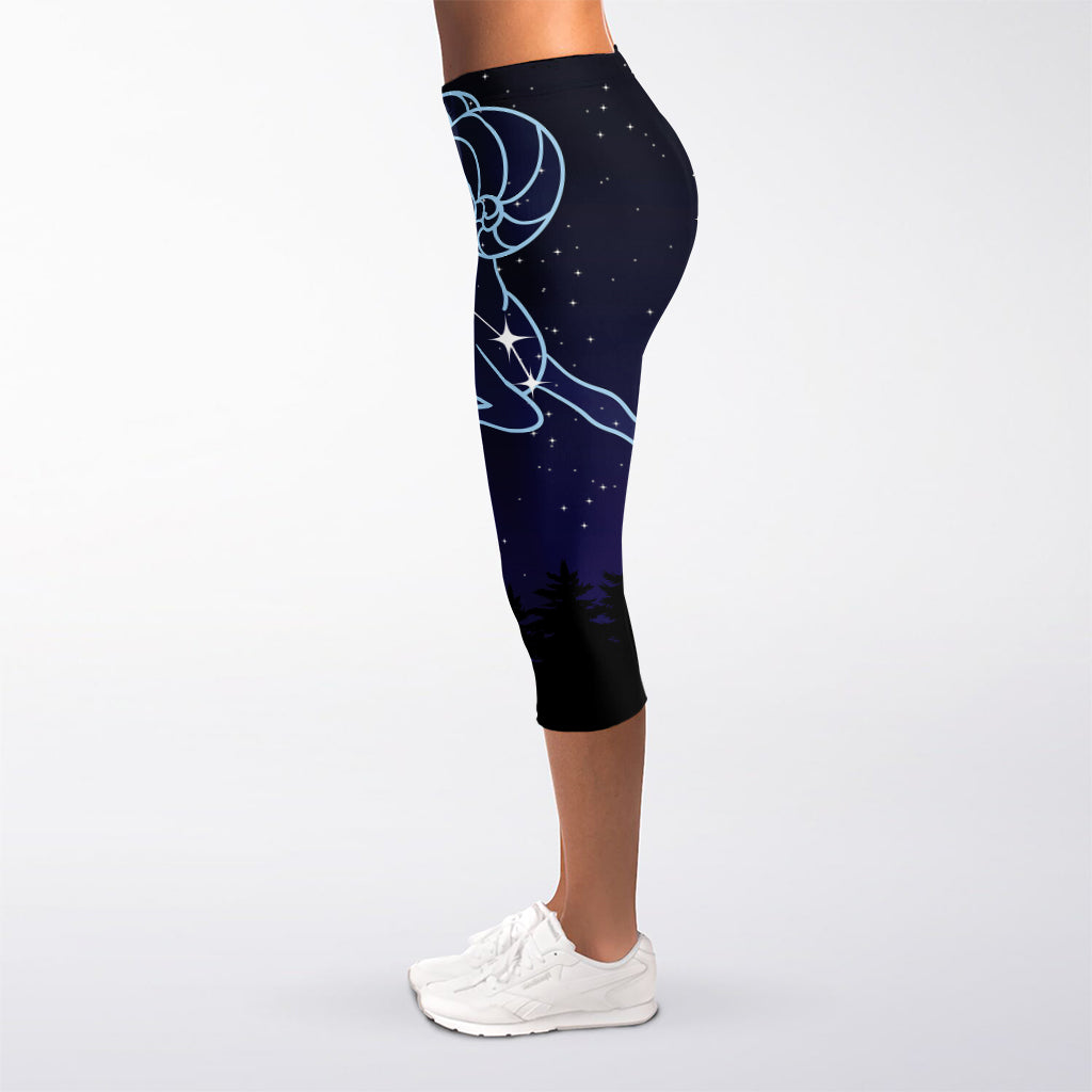 Aries Constellation Print Women's Capri Leggings