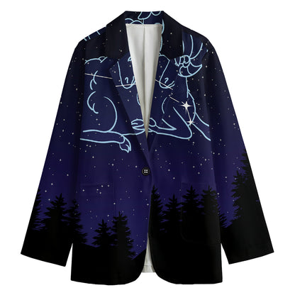 Aries Constellation Print Women's Cotton Blazer