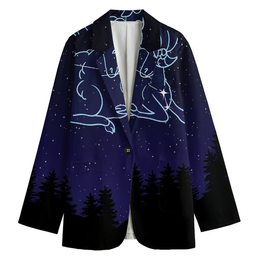 Aries Constellation Print Women's Cotton Blazer