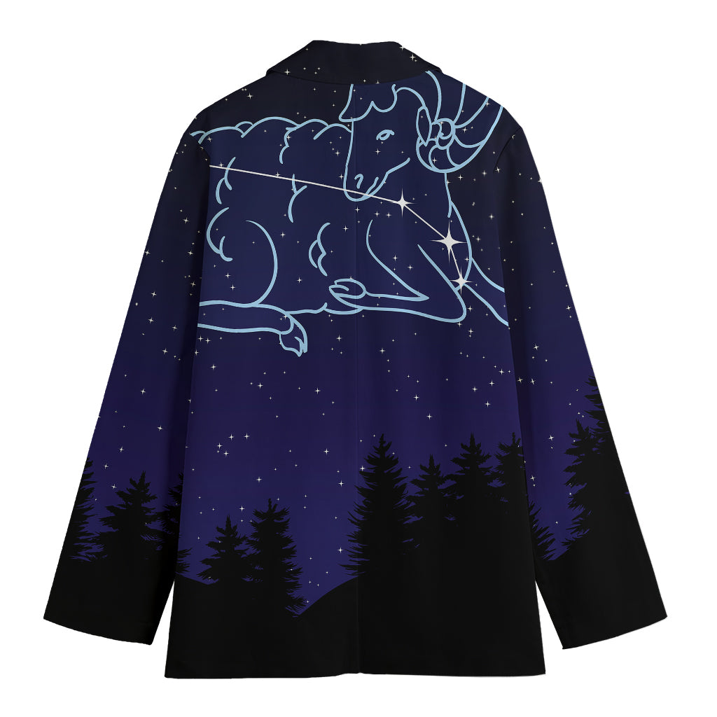 Aries Constellation Print Women's Cotton Blazer