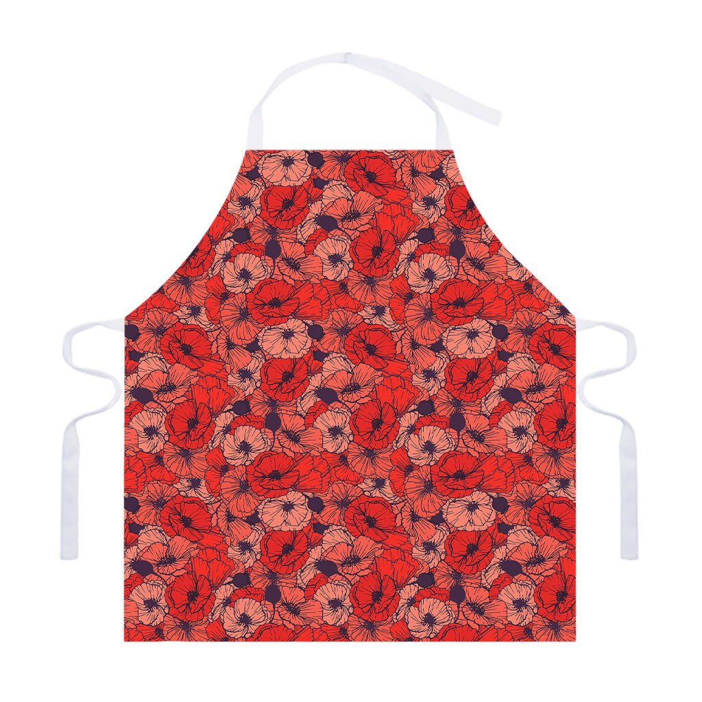 Armistice Day Poppy Pattern Print Adjustable Apron