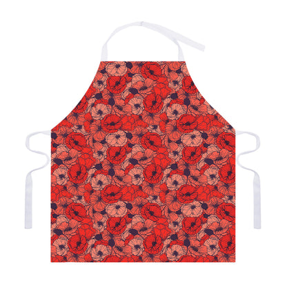 Armistice Day Poppy Pattern Print Adjustable Apron