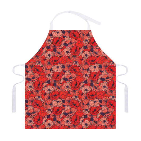 Armistice Day Poppy Pattern Print Adjustable Apron