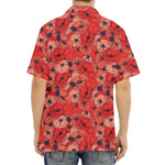 Armistice Day Poppy Pattern Print Aloha Shirt