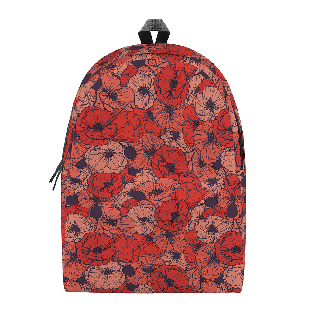 Armistice Day Poppy Pattern Print Backpack