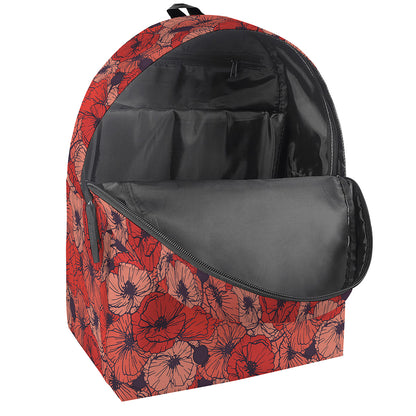 Armistice Day Poppy Pattern Print Backpack