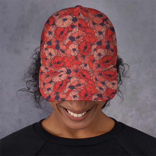 Armistice Day Poppy Pattern Print Baseball Cap