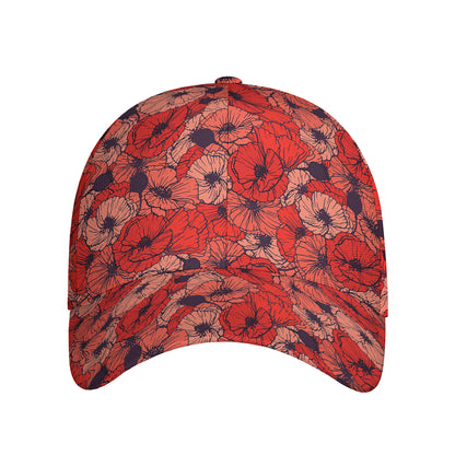 Armistice Day Poppy Pattern Print Baseball Cap