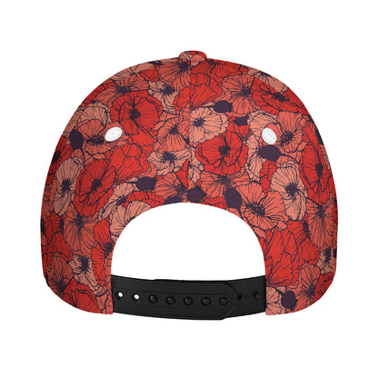 Armistice Day Poppy Pattern Print Baseball Cap
