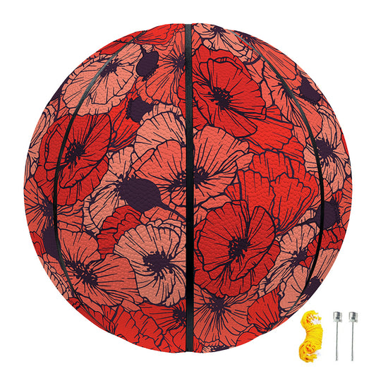 Armistice Day Poppy Pattern Print Basketball