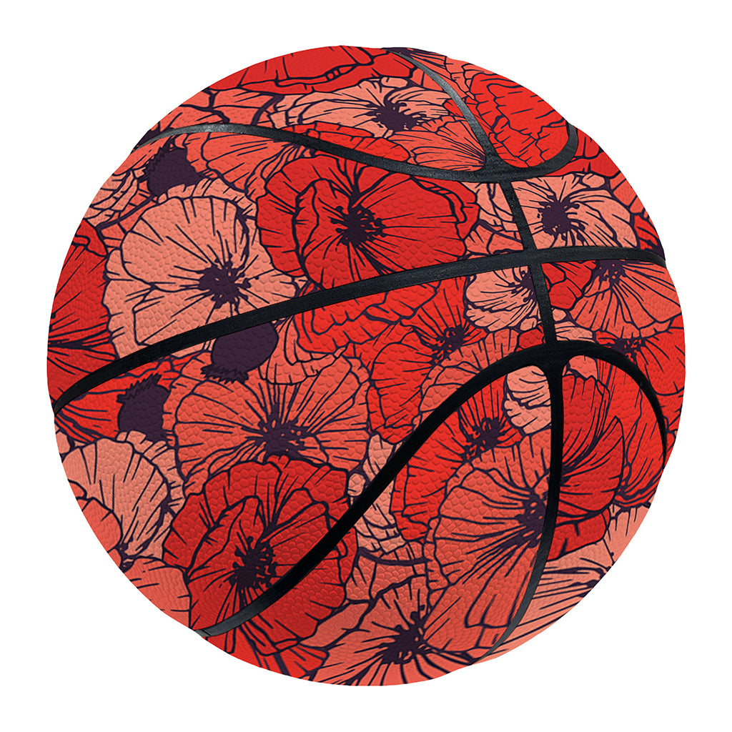 Armistice Day Poppy Pattern Print Basketball
