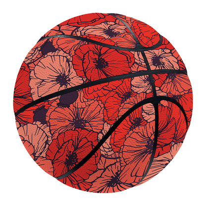 Armistice Day Poppy Pattern Print Basketball