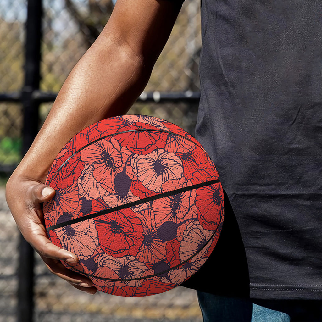 Armistice Day Poppy Pattern Print Basketball