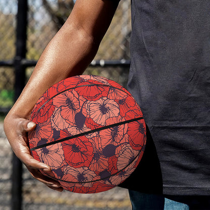 Armistice Day Poppy Pattern Print Basketball