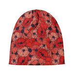 Armistice Day Poppy Pattern Print Beanie