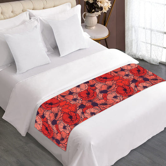 Armistice Day Poppy Pattern Print Bed Runner