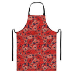 Armistice Day Poppy Pattern Print Bib Apron With Pocket