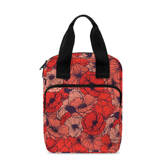 Armistice Day Poppy Pattern Print Bible Tote Bag