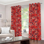 Armistice Day Poppy Pattern Print Blackout Grommet Curtains