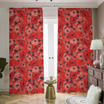 Armistice Day Poppy Pattern Print Blackout Pencil Pleat Curtains