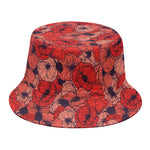 Armistice Day Poppy Pattern Print Bucket Hat