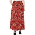Armistice Day Poppy Pattern Print Chiffon Maxi Skirt