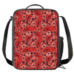 Armistice Day Poppy Pattern Print Crossbody Lunch Bag