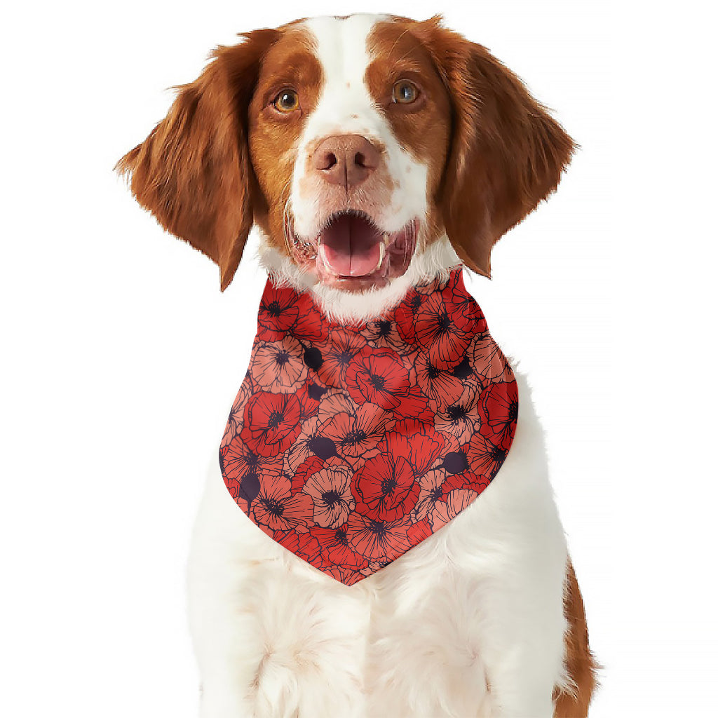 Armistice Day Poppy Pattern Print Dog Bandana